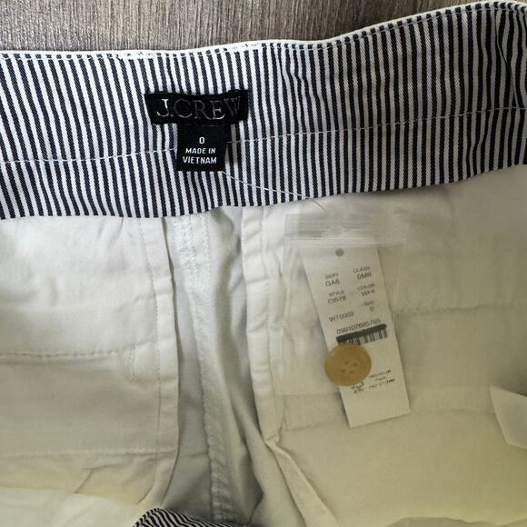 J.Crew 7" Heritage Classic Chino Short Sz 0 White Mid-Rise Slant Pockets Stretch - Picture 3 of 6